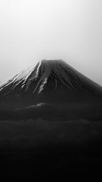 日本富士山黑白