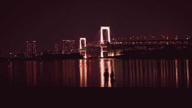 彩虹大桥的迷人夜景